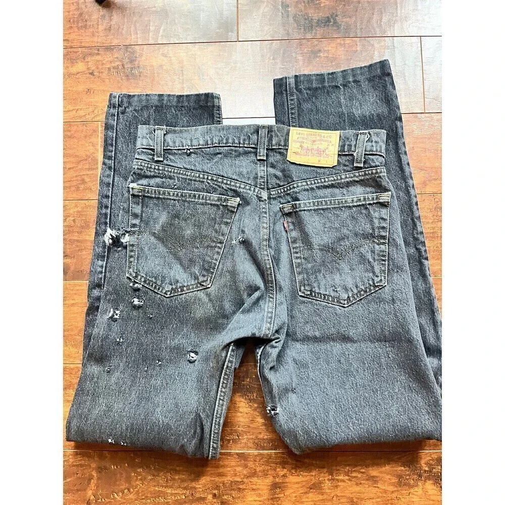 Vintage Levis 505-0259XX Black/Gray Straight Leg Jeans Sz 33x36 AS IS USA